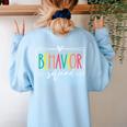 Behavior Squad School Counselor SPED Teacher Kids Women Men Women's Sweatshirt Back Print Light Blue Behavior Squad School Counselor SPED Teacher Kids Women Men Women's Sweatshirt Back Print Light Blue