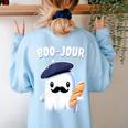 Boo Jour Ghost French Teacher Vintage Teacherlife Groovy Women's Sweatshirt Back Print Light Blue Boo Jour Ghost French Teacher Vintage Teacherlife Groovy Women's Sweatshirt Back Print Light Blue
