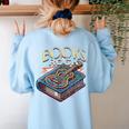 Books Rock Rock'n Roll Science Of Reading Teachers Guitar Women's Sweatshirt Back Print Light Blue Books Rock Rock'n Roll Science Of Reading Teachers Guitar Women's Sweatshirt Back Print Light Blue