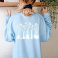 Botanical Beaker Science Teacher Floral Chemistry Lab Week Women's Sweatshirt Back Print Light Blue Botanical Beaker Science Teacher Floral Chemistry Lab Week Women's Sweatshirt Back Print Light Blue