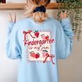 Bow Strawberry Kindergarten Is My Jam Teacher Kinder Team Women's Sweatshirt Back Print Light Blue