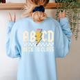 Boys Girls Teachers Rock Back To School ABCD Back In Class Women's Sweatshirt Back Print Light Blue