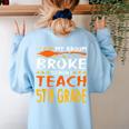 My Broom Broke So Now I Teach 5th Grade Halloween Teacher Women's Sweatshirt Back Print Light Blue My Broom Broke So Now I Teach 5th Grade Halloween Teacher Women's Sweatshirt Back Print Light Blue