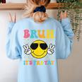 Bruh It's Fri-Yay Friday Weekend Smile Face Teacher Student Women's Sweatshirt Back Print Light Blue Bruh It's Fri-Yay Friday Weekend Smile Face Teacher Student Women's Sweatshirt Back Print Light Blue