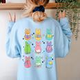 Bunny Reading Books Easter Day Librarian Teacher Book Women's Sweatshirt Back Print Light Blue
