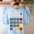 Calculator Math Teacher Halloween Costumes Women Men Adults Women's Sweatshirt Back Print Light Blue
