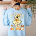 You Can't Scare Me I Teach 2nd Grade Halloween Teacher Ghost Women's Sweatshirt Back Print Light Blue