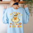 You Can't Scare Me I Teach 3rd Grade Halloween Teacher Ghost Women's Sweatshirt Back Print Light Blue
