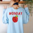 Caterpillar Friday Fruit Kindergarten Teacher Men Women Kids Women's Sweatshirt Back Print Light Blue Caterpillar Friday Fruit Kindergarten Teacher Men Women Kids Women's Sweatshirt Back Print Light Blue