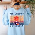 Take Chances Make Mistakes Get Messy Vintage Teacher Life Women's Sweatshirt Back Print Light Blue Take Chances Make Mistakes Get Messy Vintage Teacher Life Women's Sweatshirt Back Print Light Blue