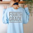 Checkered Fourth Grade Teacher Team Crew Back To School Women's Sweatshirt Back Print Light Blue Checkered Fourth Grade Teacher Team Crew Back To School Women's Sweatshirt Back Print Light Blue