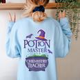 Chemistry Teacher Halloween Shirt School POTION MASTER Women's Sweatshirt Back Print Light Blue Chemistry Teacher Halloween Shirt School POTION MASTER Women's Sweatshirt Back Print Light Blue