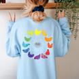 Chicken Themed Color Wheel Educational Art Teacher Artist Men Women Girls Kids Women's Sweatshirt Back Print Light Blue