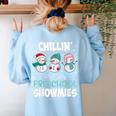 Chillin' With My Preschool Snowmies Teacher Christmas Men Women Kids Women's Sweatshirt Back Print Light Blue Chillin' With My Preschool Snowmies Teacher Christmas Men Women Kids Women's Sweatshirt Back Print Light Blue