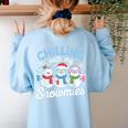 Chillin With My Snowmie Women Christmas Snowman Teacher Snow Women's Sweatshirt Back Print Light Blue Chillin With My Snowmie Women Christmas Snowman Teacher Snow Women's Sweatshirt Back Print Light Blue