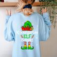 Christmas Kindergarten Elf Squad Teacher Student Women's Sweatshirt Back Print Light Blue Christmas Kindergarten Elf Squad Teacher Student Women's Sweatshirt Back Print Light Blue