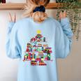 Christmas Library Tree Love Reading Books Nerd Teacher Women's Sweatshirt Back Print Light Blue Christmas Library Tree Love Reading Books Nerd Teacher Women's Sweatshirt Back Print Light Blue