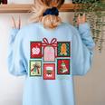 Christmas Teacher Stamps Women's Sweatshirt Back Print Light Blue
