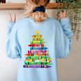 Christmas Tree Made Of Crayons School Teacher Life Student Women's Sweatshirt Back Print Light Blue Christmas Tree Made Of Crayons School Teacher Life Student Women's Sweatshirt Back Print Light Blue