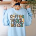 Coffee Teach Repeat Leopard Print Back To School Teachers Women's Sweatshirt Back Print Light Blue
