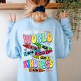 Color The World With Kindness Teacher Back To School Women's Sweatshirt Back Print Light Blue Color The World With Kindness Teacher Back To School Women's Sweatshirt Back Print Light Blue