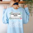 Composition Book Notebook Teachers Matching Group Halloween Women's Sweatshirt Back Print Light Blue Composition Book Notebook Teachers Matching Group Halloween Women's Sweatshirt Back Print Light Blue