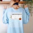 Composition Notebook Costume Adult Halloween For Teachers Women's Sweatshirt Back Print Light Blue
