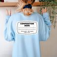 Composition Notebook Halloween Costume Teacher Student Women's Sweatshirt Back Print Light Blue Composition Notebook Halloween Costume Teacher Student Women's Sweatshirt Back Print Light Blue