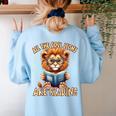 All The Cool Lions Are Reading Lion Teacher Men Women Kids Women's Sweatshirt Back Print Light Blue