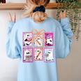 Coquette Bow Spooky Teacher Ghost Halloween Trick Or Teach Women's Sweatshirt Back Print Light Blue Coquette Bow Spooky Teacher Ghost Halloween Trick Or Teach Women's Sweatshirt Back Print Light Blue