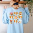 Coquette Bow Teacher Thanksgiving Fall Autumn Girls Women Women's Sweatshirt Back Print Light Blue