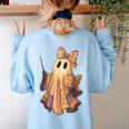 Coquette Music Note Patchwork Ghost Music Teacher Halloween Women's Sweatshirt Back Print Light Blue Coquette Music Note Patchwork Ghost Music Teacher Halloween Women's Sweatshirt Back Print Light Blue