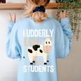 Cow Teacher Lover Women's Sweatshirt Back Print Light Blue Cow Teacher Lover Women's Sweatshirt Back Print Light Blue