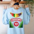 Crayon Box Fun Teacher Student Crayon Squad Halloween 2022 Women's Sweatshirt Back Print Light Blue Crayon Box Fun Teacher Student Crayon Squad Halloween 2022 Women's Sweatshirt Back Print Light Blue