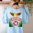 Crayon Box Fun Teacher Student Crayon Squad Halloween 2023 Women's Sweatshirt Back Print Light Blue Crayon Box Fun Teacher Student Crayon Squad Halloween 2023 Women's Sweatshirt Back Print Light Blue