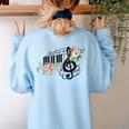 Cut Music Teacher Shirt With a Piano Keys Notes And Flowers Women's Sweatshirt Back Print Light Blue Cut Music Teacher Shirt With a Piano Keys Notes And Flowers Women's Sweatshirt Back Print Light Blue