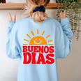 Cute Bilingual Spanish Teacher Buenos Dias Sunshine Women's Sweatshirt Back Print Light Blue Cute Bilingual Spanish Teacher Buenos Dias Sunshine Women's Sweatshirt Back Print Light Blue
