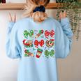Cute Coquette Pencil Bow Christmas School Teacher Student Women's Sweatshirt Back Print Light Blue Cute Coquette Pencil Bow Christmas School Teacher Student Women's Sweatshirt Back Print Light Blue