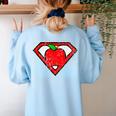 Cute Distressed Super Teacher Superhero Apple Shirt Women's Sweatshirt Back Print Light Blue Cute Distressed Super Teacher Superhero Apple Shirt Women's Sweatshirt Back Print Light Blue