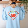 Cute Distressed Super Teacher Superhero Apple Women's Sweatshirt Back Print Light Blue Cute Distressed Super Teacher Superhero Apple Women's Sweatshirt Back Print Light Blue