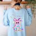 Cute Ghost Book Reading Halloween Teacher Top Girls Women Women's Sweatshirt Back Print Light Blue Cute Ghost Book Reading Halloween Teacher Top Girls Women Women's Sweatshirt Back Print Light Blue