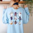 Cute Ghost Cat Playing Musical Halloween Music Teacher Women's Sweatshirt Back Print Light Blue Cute Ghost Cat Playing Musical Halloween Music Teacher Women's Sweatshirt Back Print Light Blue