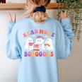 Cute Ghost Read More Books Lover Teacher Halloween Costume Women's Sweatshirt Back Print Light Blue Cute Ghost Read More Books Lover Teacher Halloween Costume Women's Sweatshirt Back Print Light Blue