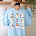 Cute Ghost Reading Books Teacher Halloween Reading Men Women Kids Women's Sweatshirt Back Print Light Blue Cute Ghost Reading Books Teacher Halloween Reading Men Women Kids Women's Sweatshirt Back Print Light Blue