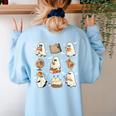 Cute Ghosts Reading Book Bookworm Halloween History Teacher Women's Sweatshirt Back Print Light Blue Cute Ghosts Reading Book Bookworm Halloween History Teacher Women's Sweatshirt Back Print Light Blue