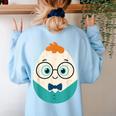 Cute Good Egg Teacher Halloween Costume Food Group Women's Sweatshirt Back Print Light Blue Cute Good Egg Teacher Halloween Costume Food Group Women's Sweatshirt Back Print Light Blue