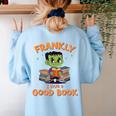 Cute Halloween Teacher Librarian Frankenstein Reading Books Women's Sweatshirt Back Print Light Blue Cute Halloween Teacher Librarian Frankenstein Reading Books Women's Sweatshirt Back Print Light Blue