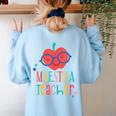 Cute Maestra Teacher Women's Sweatshirt Back Print Light Blue