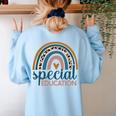 Cute Special Education Leopard Print SPED Teacher Idea Women's Sweatshirt Back Print Light Blue Cute Special Education Leopard Print SPED Teacher Idea Women's Sweatshirt Back Print Light Blue