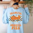 Cute Thanksgiving Teacher Thankful For My Sweetie Pies Mom Women's Sweatshirt Back Print Light Blue Cute Thanksgiving Teacher Thankful For My Sweetie Pies Mom Women's Sweatshirt Back Print Light Blue